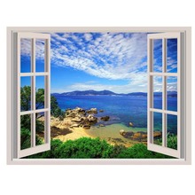 Quadrado de resina completa/redondo 5d diy diamante bordado janela praia paisagem pintura diamante ponto cruz strass mosaico decoração 2024 - compre barato