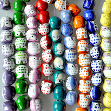 Vertical Hole Bead 10pcs Multi Color Porcelain Ceramic Animal Owl Spacer Loose Beads DIY Jewelry Charms Accessory Bead 2024 - buy cheap