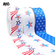AHB 2Y/Bag Stars Printed Grosgrain Ribbons 75MM DIY Cheer Bows Materials Independence Day Decor Handmade Accessories 2024 - buy cheap
