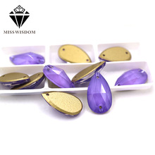 11X18mm flatback glass double hole crystal sew on rhinestones Teardrop Purple Lotus Mocha Flat buckle diy clothing accessories 2024 - buy cheap