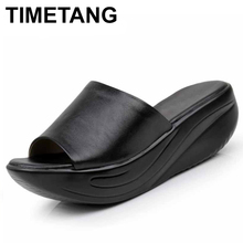 TIMETANG New flip flops women Platform Sandals Women's Wedges genuine leather open toe Shoes Slippers plus size free shipping 2024 - buy cheap