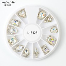 Mix 12pcs/Box Nail Art Wheel Rhinestone for Nails Diamond Gems Metal AB Crystal Glitter 3D Tips Accessoires Jewelry Manicure 2024 - buy cheap