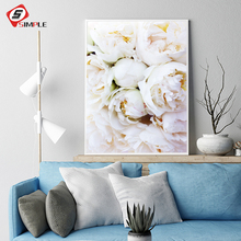 Imágenes florales de peonía blanca para sala de estar, cuadro de arte escandinavo moderno, pintura de lienzo de decoración 2024 - compra barato