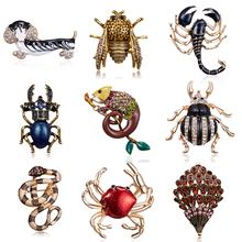 Vintage Animal Dog Bee Beetle Brooches for Women Fashion Scorpion Snake Lizard Hedgehog Brooch Pin Wedding Bride Jewelry Gift 2024 - buy cheap