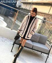 Arlenesain-abrigo de piel de visón personalizado para mujer, abrigo informal, a la moda, blanco y negro 2024 - compra barato