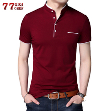 Plus Size 5XL Summer Casual Men T-shirt Solid Short Sleeve Mandarin Collar Cotton T Shirt Men Comfortable Slim Camisa Masculina 2024 - buy cheap