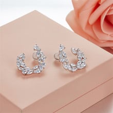 [MeiBaPJ]Fashion Personality Curved Moon Stud Earrings Genuine 925 Sterling Silver Earrings AAA Zircon Earrings For Women 2024 - buy cheap