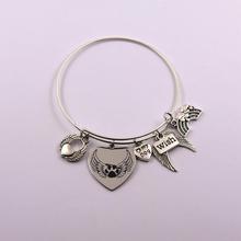 paw print with angel wings  dog angel pet loss pet owner memory  silver plated bangle gift for dog lover 2024 - buy cheap