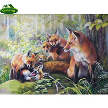 YUMEART 5D DIY Full Square Diamond Painting by number Cross Stitch Fox Family Diamond Embroidery Mosaic kits forest fox animal 2024 - buy cheap