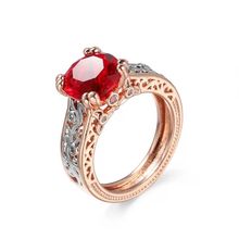 MxGxFam  Red Rings Jewelry For Women Rose with White Gold color Flower Pattern AAA+ Cubic Zircon European F 2024 - buy cheap