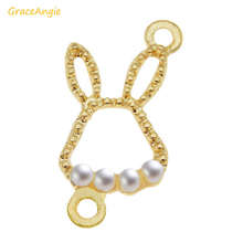 Graceangle 5 piezas aleación de Zinc conejo cabeza conectores oro colgante mujer pulsera collar encanto DIY joyería accesorios regalos 2024 - compra barato