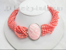 Collar de 100% natural de 10Stds AAA, cameo de coral rosa con broche, n. ° 2, n. ° 2, estilo Noble, jewe fino Natural, Envío Gratis 2024 - compra barato