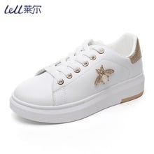 Women Casual Shoes 2018 New Women Sneakers Fashion Breathable PU Leather Platform White Women Shoes Soft Footwears Rhinestone 2024 - buy cheap