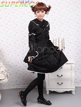 Envío libre! Nuevas llegadas! Alta calidad! Algodón negro manga larga vestido Gothic Lolita 2024 - compra barato