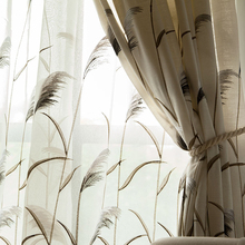 Cortinas de tul de caña bordada para sala de estar, cortinas de ventana de cocina para dormitorio, estilo Pastoral americano, textiles para el hogar 2024 - compra barato