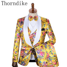 Thorndike Amarelo Do Casamento Do Smoking Ternos Slim Fit Para Os Homens Padrinhos Terno de Três Peças Ternos Baratos do baile de Finalistas Formal (Jacket + calça + Colete) 2024 - compre barato