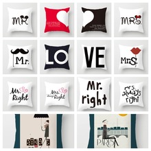 Love Couple Pillow Case Letter Mr and Mrs Pillow Cover Mr and Mrs Cushion Covers for Home Wedding Decoration Valentine 2024 - buy cheap