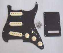 KAISH Black 3 Ply ST SSS Pickguard with Aged White Pickup Covers Knobs Tip 2024 - buy cheap