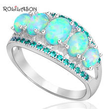 ROLILASON Anniversary gift green Fire Opal green crystal Fashion Jewelry for Women  Silver Rings USA Size #6#7#8#9#10 OR904 2024 - buy cheap