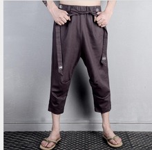 2021 Summer New Men's Clothing Linen Pant Wide Leg Pants Casual Harem Pants Tide Sweatpants Singer Costumes 2024 - buy cheap