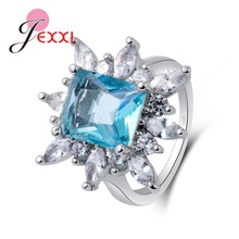 New Rare Clear Blue Cubic Zirconia Beautiful Shinning Rhinestone Pure 925 Sterling Silver Rings Party Jewelry Accessory 2024 - buy cheap