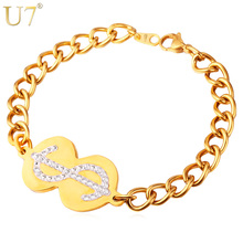 U7 US Dollar Bracelets For Women Men Jewelry Trendy Gold Color Crystal Stainless Steel Bracelets & Bangles  H712 2024 - buy cheap