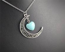 1pc Moon With blue Heart  Beads Pendant Necklace DIY Handmade Jewelry Gift For Women E556 2024 - buy cheap