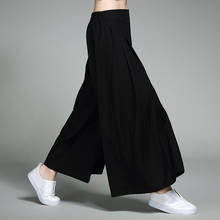 Plus Size Black Women Linen Wide Leg Pants Vintage Casual Trousers Palazzo Pants 2024 - buy cheap