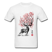 Luxury Basic T-Shirt Crew Neck Sakura Deer Spirit Picture Image Colombia Men T Shirt Short Ireland Male T-shirts Top Quality 2024 - buy cheap