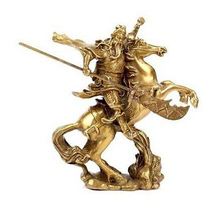 Copper Brass CHINESE crafts Asian Exquisite Chinese Ancient Hero Guan Gong Guan Yu ride on the horse statue 2024 - buy cheap