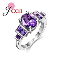 Women Wedding Engagement Rings 925 Sterling Silver Purple Cubic Zirconia  Party Ring Jewelry Fashion Bague 2024 - buy cheap