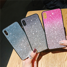 Capa de celular com gradiente em cores brilhantes, capa de proteção para iphone x xs max xr 11 pro 7 8 6 6s plus com glitter brilhante 2024 - compre barato