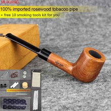 MUXIANG Imported kevazingo wood Tobacco Pipe Straight Stem with Acrylic Saddle Mouthpiece 9mm Filter Menchurchwarden Pipe ad0002 2024 - buy cheap
