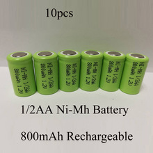 10 шт., аккумуляторные NiMh батареи 800 мА · ч, 1/2 АА, 1,2 В, NiMh, для инструментов для электробритва своими руками 2024 - купить недорого