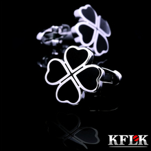 KFLK-gemelos de diseño de camisa francesa para hombre, joyería de marca, trébol, enlaces de puños de boda, color negro, alta calidad 2024 - compra barato