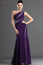 Purple Evening Dresses Mermaid One-shoulder Chiffon Beaded Long Formal Party Evening Gown Prom Dresses Robe De Soiree 2024 - buy cheap