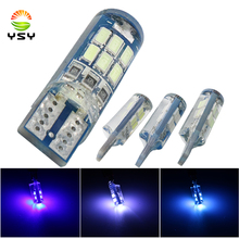 Ysy led t10 lâmpada de silicone branca, 100 peças, led para carro, w5w 194 168 t10 15smd 4014 estacionamento da placa, lâmpada de apuramento, 12v 2024 - compre barato