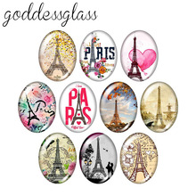 Pares de moda cenário da torre eiffel 10 pces 13x1 8mm/18x2 5mm/30x40mm oval foto de vidro demonstração cabochão plana volta fazendo descobertas tb0033 2024 - compre barato