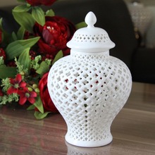 Jarro de cerámica de porcelana blanca para decoración de casa, jarrón florero de jengibre, alto 38cm, COLOR blanco 2024 - compra barato