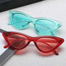 Солнцезащитные очки «кошачий глаз» женские, брендовые дизайнерские маленькие блестящие цветные солнечные очки в стиле ретро, с защитой от ультрафиолета, 2018 2024 - купить недорого