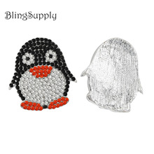 Free shipping penguin rhinestonestone button flatback 30X19mm 10PCS/Lot(BTN-5452) 2024 - buy cheap