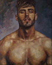 Pintura al óleo Original pintada a mano, retrato de un hombre joven, Sr. Retrato, envío gratis, 100% 2024 - compra barato
