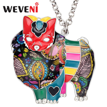 WEVENI Statement Enamel Alloy Pomeranian Dog Necklace Chain Jewelry For Women Girls Pet Lovers Gift Accessories Wholesale Bijoux 2024 - buy cheap