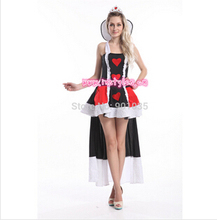 FREE SHIPPING S-2XL 8119 queen of heart costume with crown fancy dress costume plus size costume 2024 - buy cheap