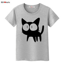 Camiseta de gato negro para mujer, de nuevo estilo camiseta bonita de dibujos animados, camiseta de marca Original, camisetas populares 2024 - compra barato