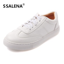 Women Fashion White Skateboarding Shoes Students Leather Lace Up Comfortable Shoes Classic Lightweight Sneakers AA20045 2024 - buy cheap