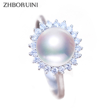 Женское кольцо с жемчугом ZHBORUINI, модное кольцо с жемчугом из серебра 925 пробы, круглые кольца с натуральным пресноводным жемчугом 2024 - купить недорого