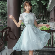 Summer New Women's Prairie Chic Embroidered Dress Vintage Lace Sweet Mid-length Short Sleeve A-line Fairy Dress 2024 - buy cheap