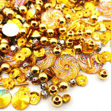 New Mixed Shape Yellow Sew on Sequins Loose Crystals Stones Rhinestones For Sewing Women Crafts Wedding Dance Dress Costumes Diy 2024 - buy cheap