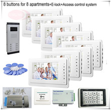 8 Buttons Color Video Door Phones Intercom Systems 8  LCD Security Doorbell for 8 Apartments  +Access Control System+E-lock 2024 - buy cheap